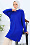 Mercerized Tunic with Patterned Sleeves K5012 Cobalt Blue - 2