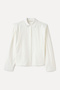 Women's White Long Sleeve Shirt with Shoulder Detail - 5