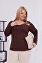 Plus Size Buckle Detailed Lycra Strawberry Fabric Blouse - 5