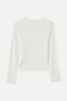 Women's Ecru Modal Blend Crew Neck Long Sleeve T-Shirt - 6