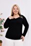 Plus Size Buckle Detailed Lycra Strawberry Fabric Blouse - 7
