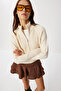 Zippered Stand Collar Knitwear Sweater Lfg0162 Cream - 3