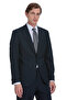 بدلة كتان بياقة واحدة ضيقة باللون الأزرق الداكن - 3