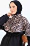 Leopard Patterned Scuba Double Suit N5357 Mink - 3
