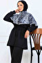 Leopard Patterned Scuba Double Suit N5357 Black - 2