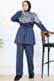 Leopard Patterned Scuba Double Suit N5357 Anthracite