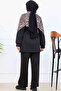 Leopard Patterned Scuba Double Suit N5357 Mink - 5