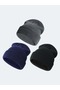 Unisex Folded Black, White, Gray 3-Piece Beret Set