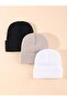 Unisex Folded Black, White, Gray 3-Piece Beret Set