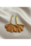Gold Steel Leaf Gingko Earrings - 4