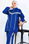 Stripe Detailed Scuba Double Suit N5347 Blue - 2