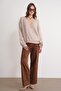 6959 Women's Bow Knitwear Cardigan Beige - 2