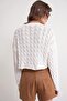 6863 Women's Braided Crop Knit Sweater Bone - 7
