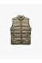 Sleeveless Stand Collar Pockets Water Repellent Zipper Puffer Vest - 3