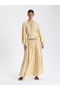 Cream Pleated Maxi Skirt