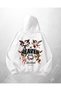White Unisex Heaven Printed Oversize Hoodie Sweatshirt
