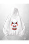 White Unisex Jigsaw Printed Oversize Hoodie Sweatshirt