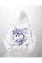 White Unisex Stingers Scorpion Printed Oversize Hoodie Sweatshirt