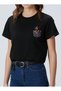 Unisex Oversize Pocket Dog Printed Cotton Crew Neck Short Sleeve Black T-Shirt