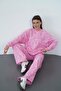 Zenara Women's 3 Thread Non-Shardon Cotton Wide Leg Sweatpants-Pink Printed - 7