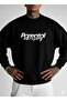 Unisex Oversize Crew Neck Black Sweatshirt Parental Print - 2