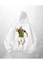 White Unisex Alex Printed Oversize Hoodie Sweatshirt