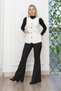 Women's Winter Ecru Long Boucle Fabric Belted Pocketed Vest Stylish Daily Comfortable 9138 - 2