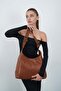 Women's Suede Strap Casual Shoulder Bag Brown - 2