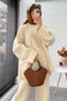 Knitwear Set with Layered Sleeves and Ripped Detail Design – Cream - 6