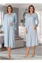Women's Blue Special Design Princess Sleeve Lace Cotton Maternity Nightgown Set (Effortt)