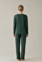 Cotton Thick Winter Stripe Ribbed Interlock Knitted Pajama Set - 5