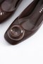 Rosira Women's Buckle Detailed Genuine Leather Heeled Shoes Brown - 4