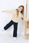 Girl's Jean Cargo Pocket Denim Pants Sweatshirt Set