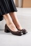 Rosira Women's Buckle Detailed Genuine Leather Heeled Shoes Brown - 2