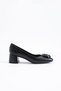 Rosira Women's Buckle Detailed Genuine Leather Heeled Shoes Black