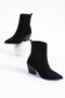 Seba Women's Western Heeled Boots Black Suede - 3