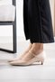 Tosey Women's Tape Elastic Heeled Shoes Beige Patent Leather - 2