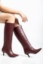Syt-2025 Burgundy Leather Casual Women's Boots