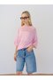 Relaxed Knit Half-Sleeve Sweater – pink - 4