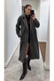 Anthracite Long Coat with Scarf Detail - 85163 - 4