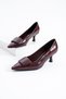 Zelia Women's Stiletto Short Heeled Shoes Burgundy Crocodile - 4