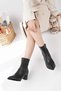 Women's Black Heelled Pointed Toe Classic Boots