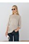 Relaxed Knit Half-Sleeve Sweater – Beige - 7