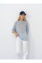 Relaxed Knit Half-Sleeve Sweater – Light Blue - 4