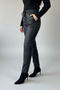 Women's Black Non-Slip Leather Inside Ribbed Jogger Pants with Elastic Waist