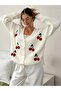 Cherry Patterned Stylish Knit Cardigan – Soft and Comfortable Fit, Special Design with Buttons 🍒 - 7
