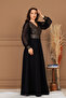 Sequin Fabric Sleeves Tulle Evening Dress - Gold - 6