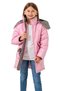 Girl's Quilted Model Zipper Closure Detachable Hood Lined Teddy Bear Accessory Pink Color Coat - 2