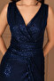 Sequin Fishnet Evening Dress - Dark Blue - 2