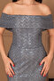 Beaded Tulle Strapless Pencil Long Dress - Gray - 2
